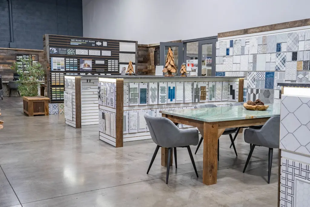 Various subway tile sizes, colors and finishes displayed at Nova Tile showroom