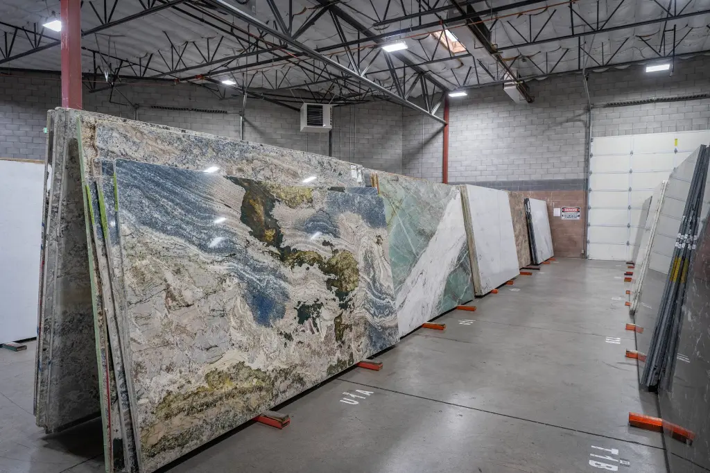 Different slabs from Nova Tile and Stone showroom
