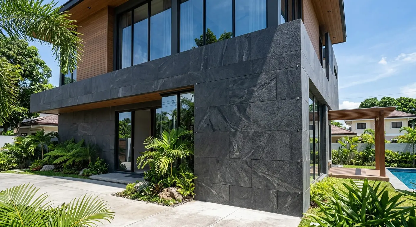 Conceptual rendering of granite slab in exterior cladding