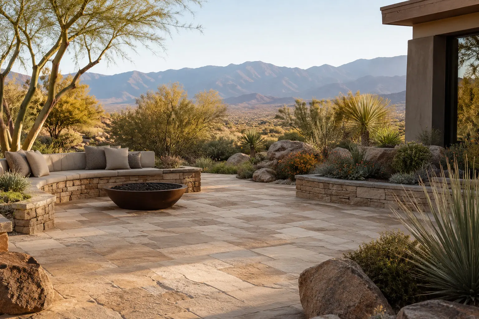 Conceptual rendering of natural stone in patio