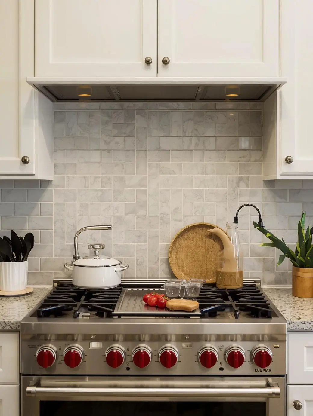 White subway tile kitchen backsplash installation