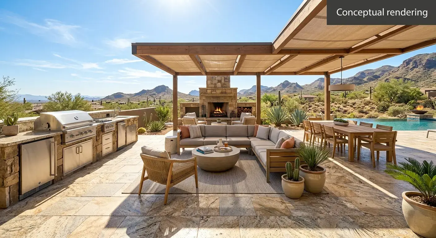 Conceptual rendering of granite in patio