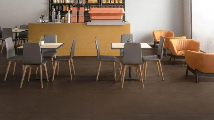 Large 32x32 matte brown floor tiles