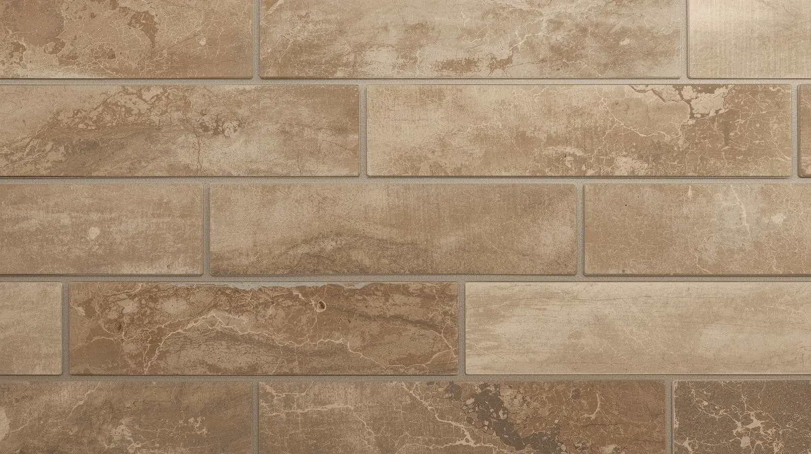 Warm-toned concrete look subway tile in a matte finish.