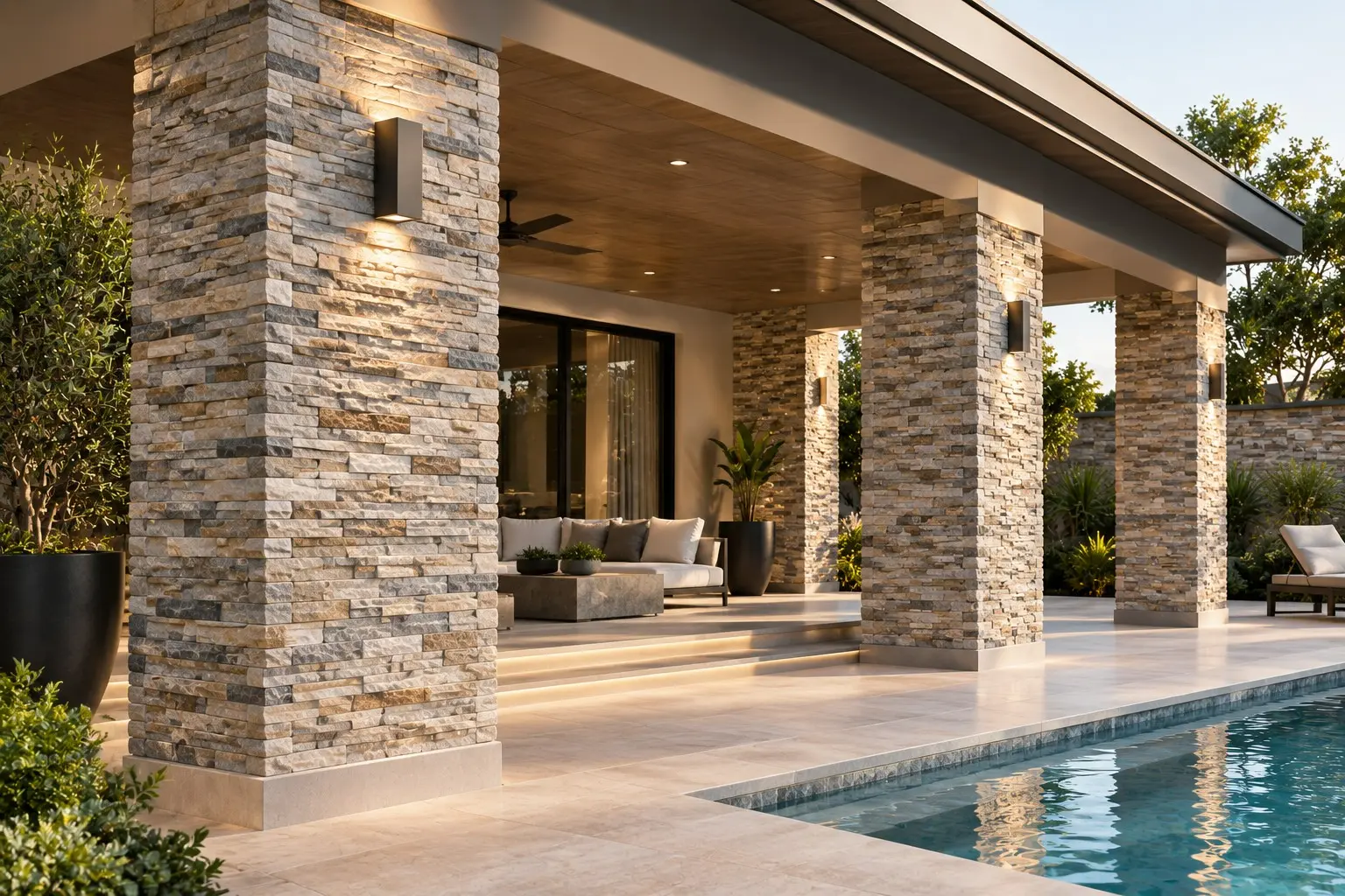 Conceptual rendering of a ledger stone installed in column and pillars.