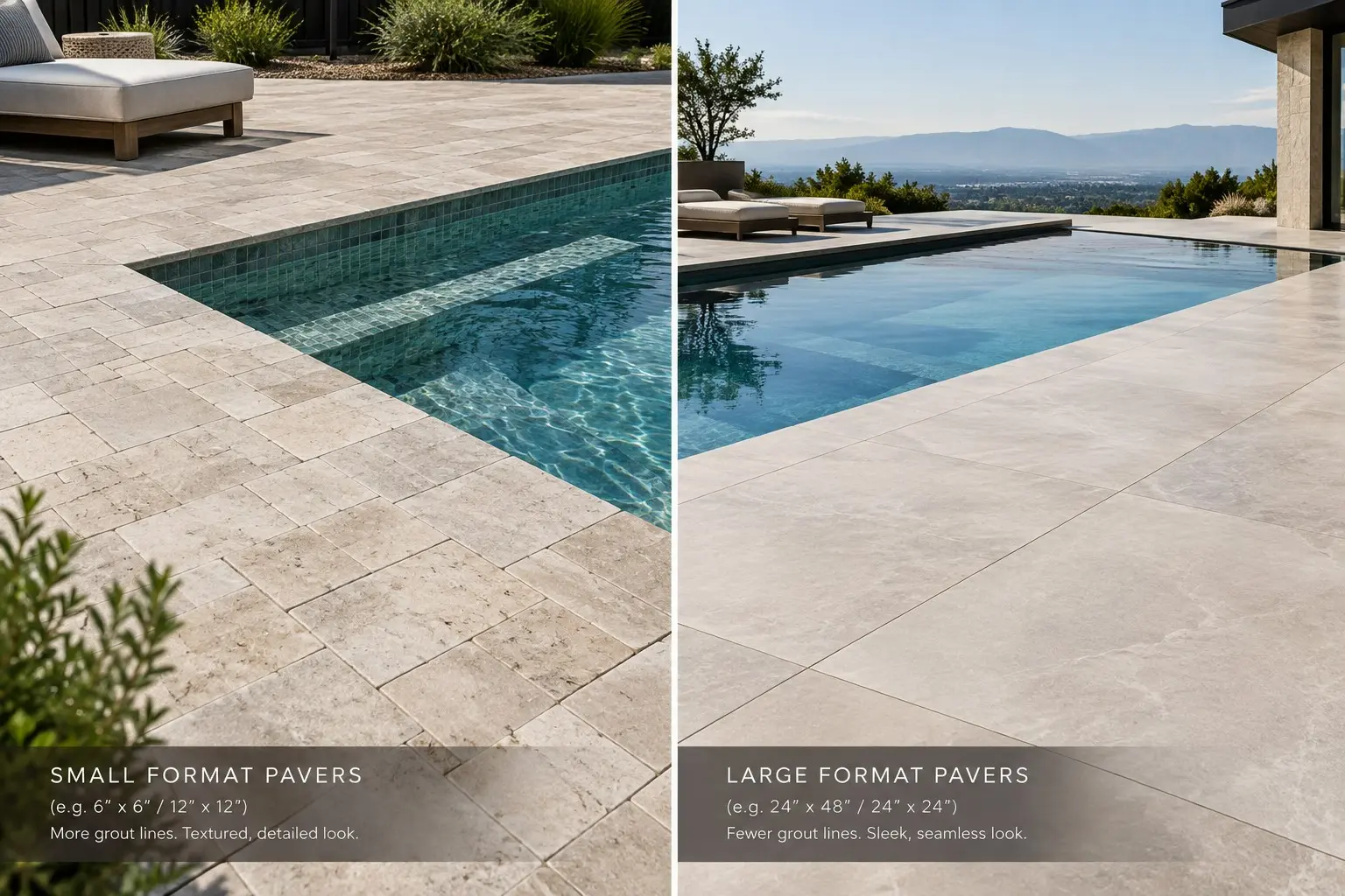 Conceptual rendering of a small and large format of pool pavers.