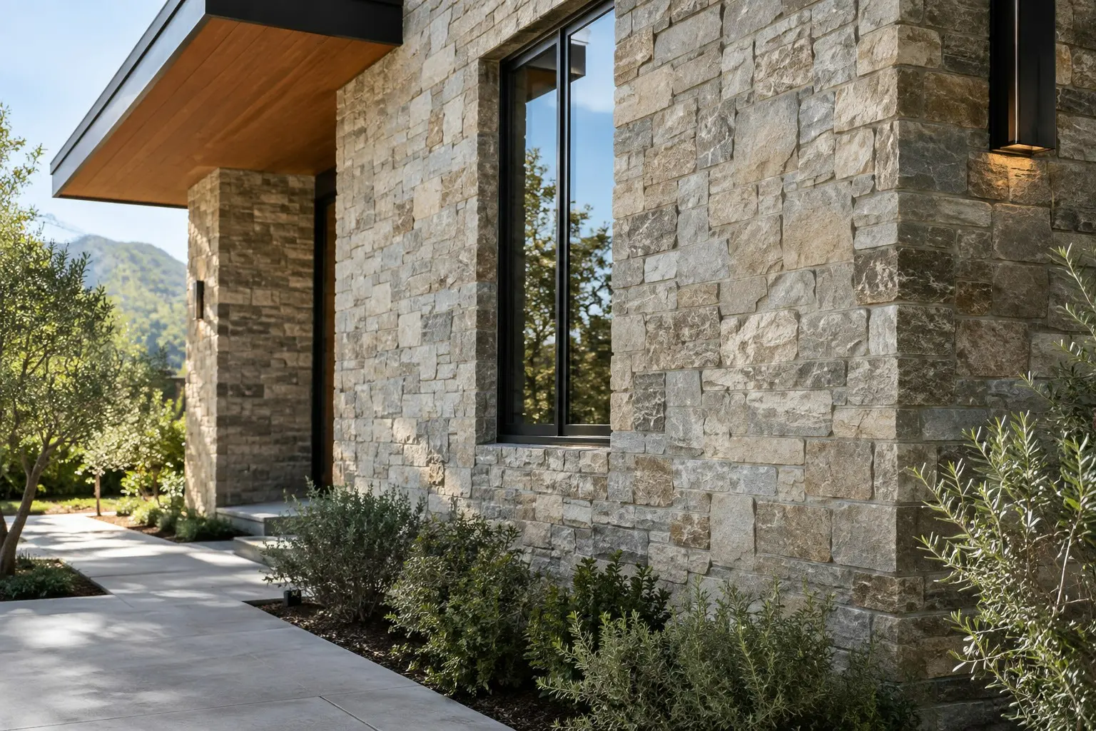 Conceptual rendering of a stone for exterior walls.