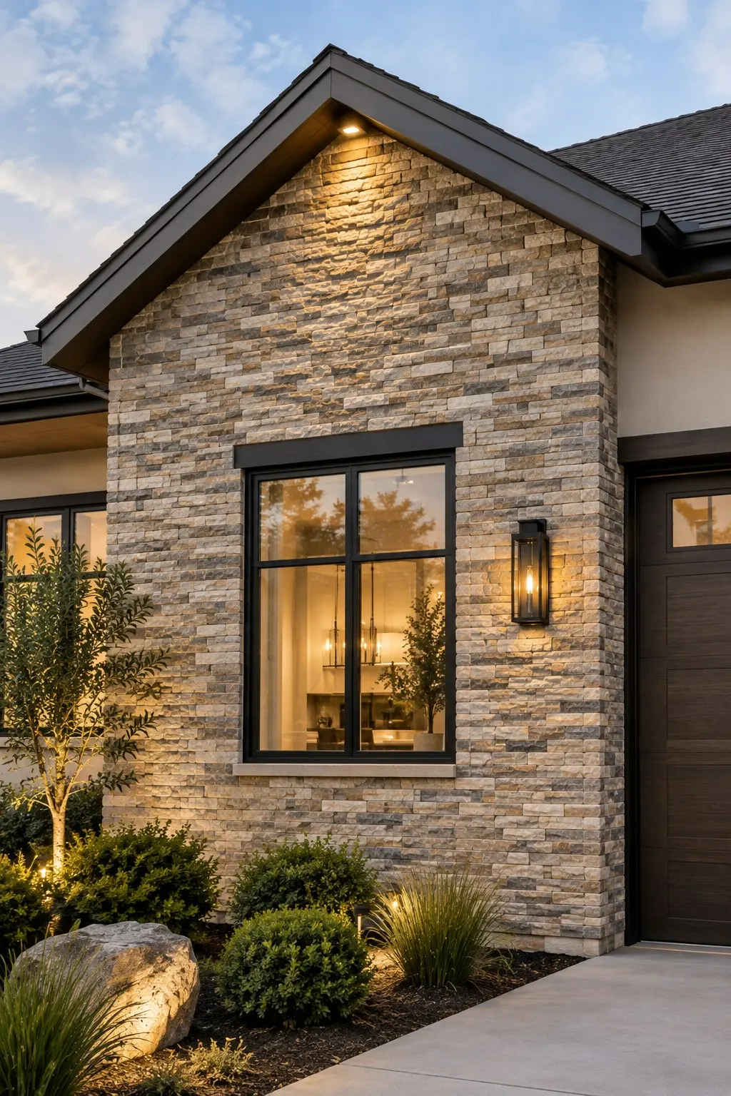 Conceptual rendering of a ledger stacked stone accent wall.