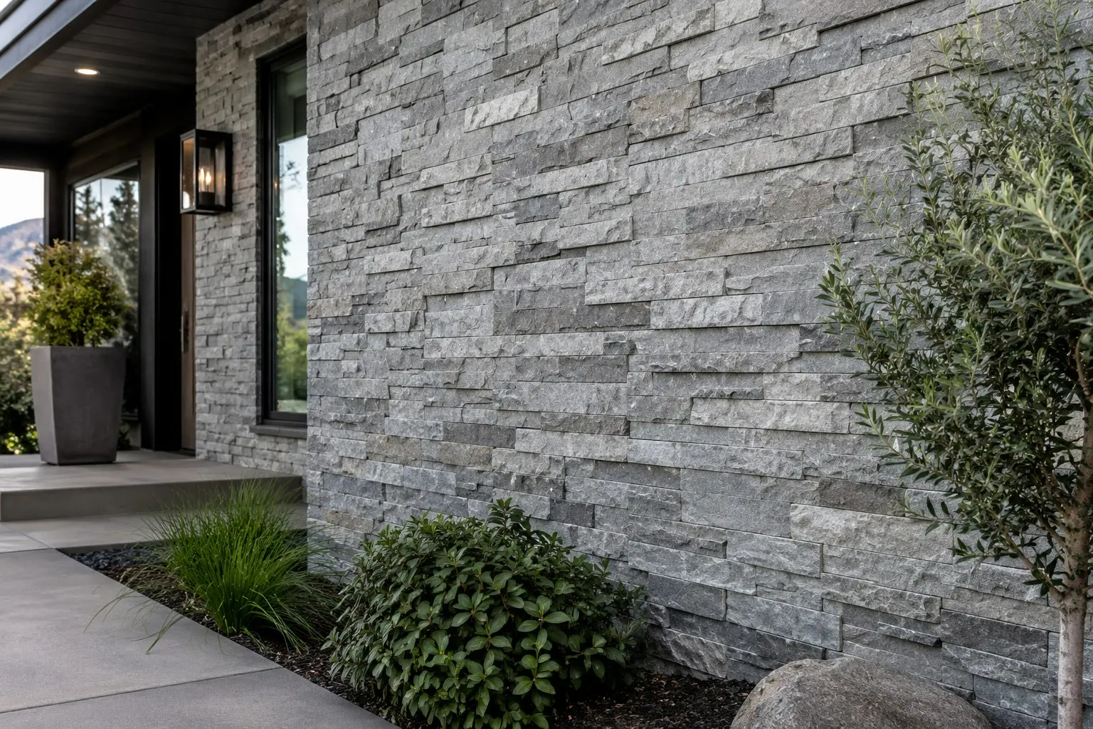 Conceptual rendering of a Gray Ledger Stone Entryway.