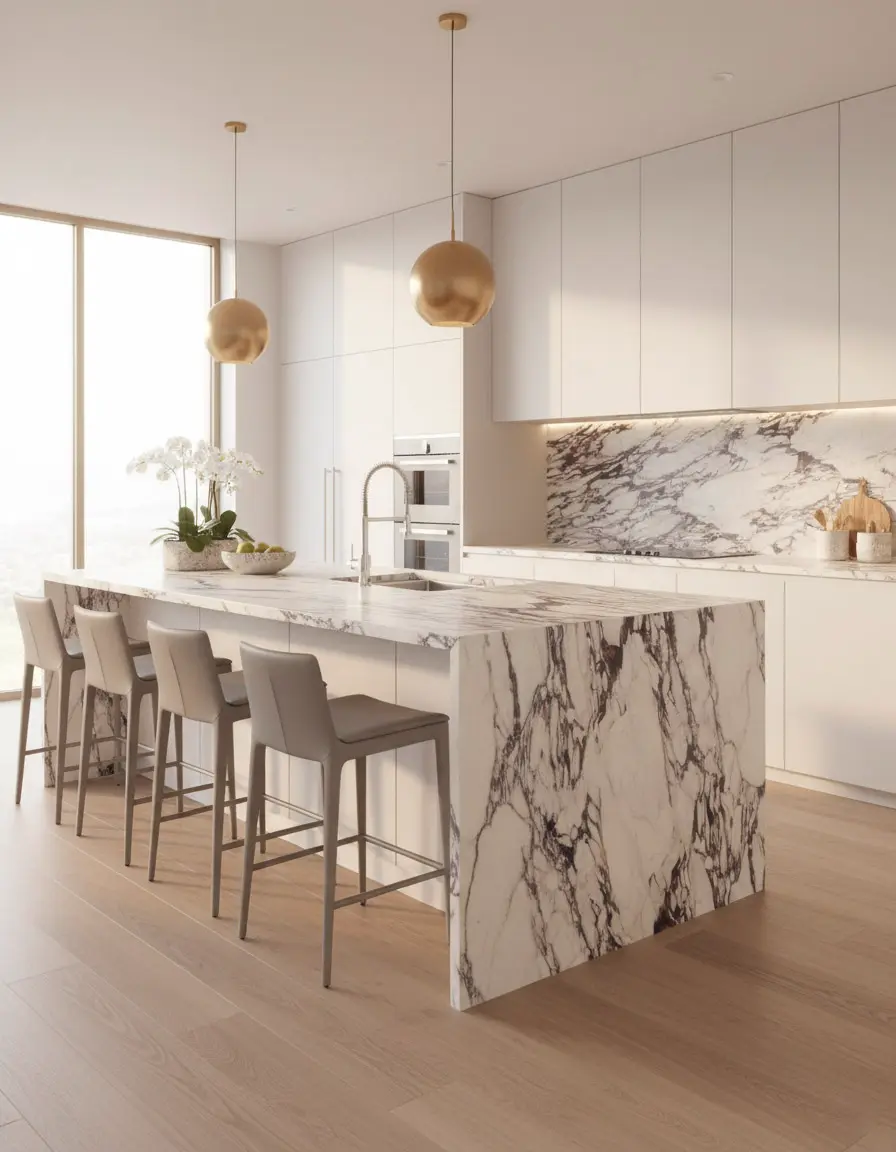 Luxury Calacatta 12x24 matte marble-look porcelain tile displayed at Nova Tile and Stone Reno showroom