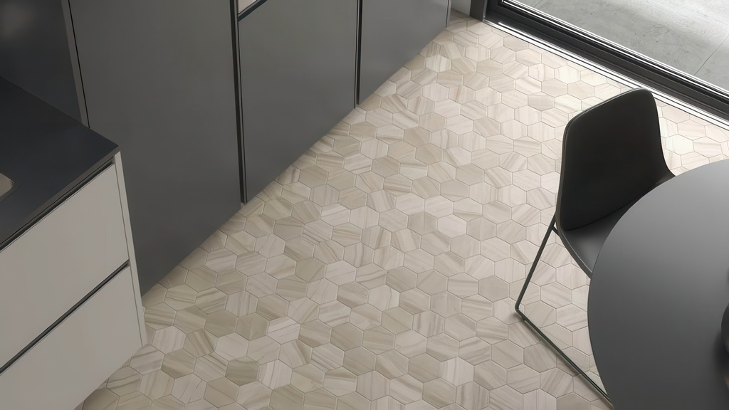 Striation 4.5x4 Hexagon Matte Marble Look Porcelain Tile