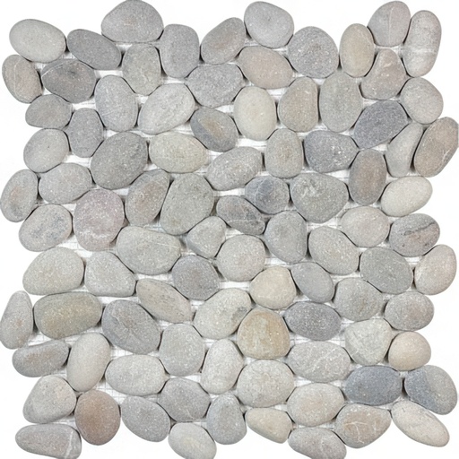 Pebbles Natural Stone River Rock Mosaic (Pebbles: Grey Blend, Round)