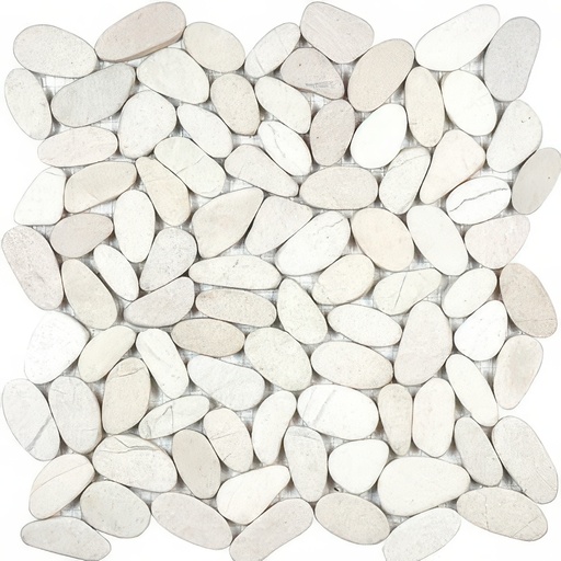 Pebbles Natural Stone River Rock Mosaic (Pebbles: Ivory Blend, Flat Cut)