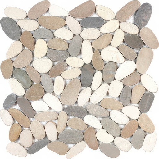 Pebbles Natural Stone River Rock Mosaic (Pebbles: Light Blend, Flat Cut)
