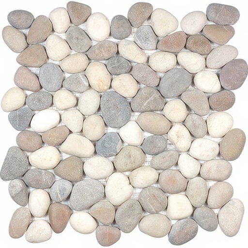 Pebbles Natural Stone River Rock Mosaic (Pebbles: Light Blend, Round)
