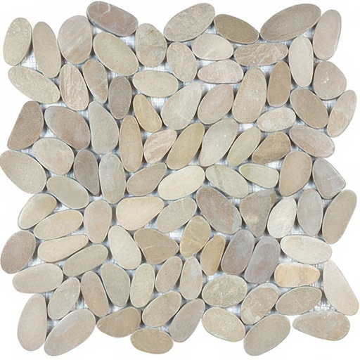 Pebbles Natural Stone River Rock Mosaic (Pebbles: Taupe Blend, Flat Cut)