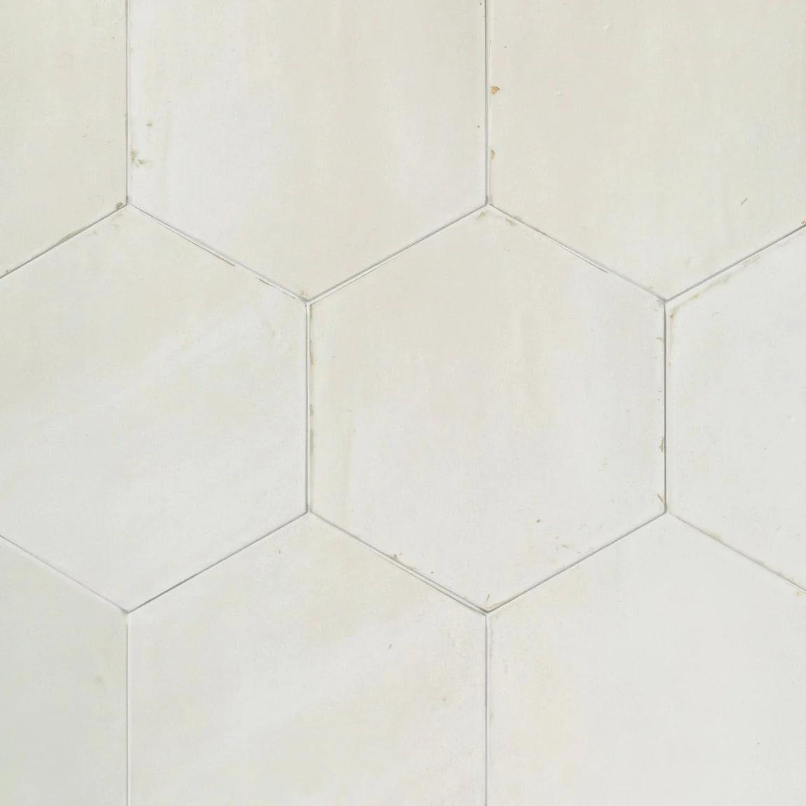 Odyssey 5.5x6.3 Hexagon Matte and Glossy Porcelain Tile (Odyssey: Bianco, Matte)