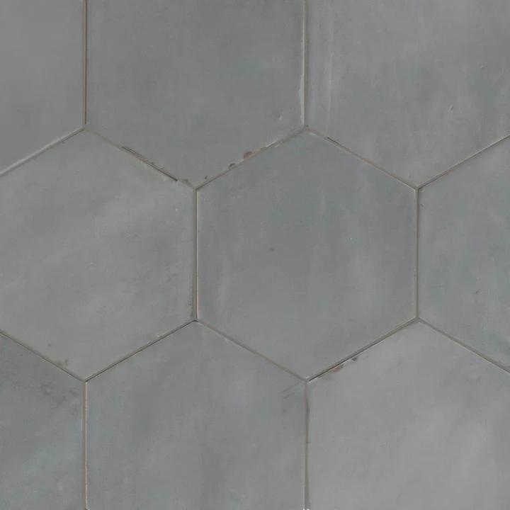 Odyssey 5.5x6.3 Hexagon Matte and Glossy Porcelain Tile (Odyssey: Grigio, Glossy)