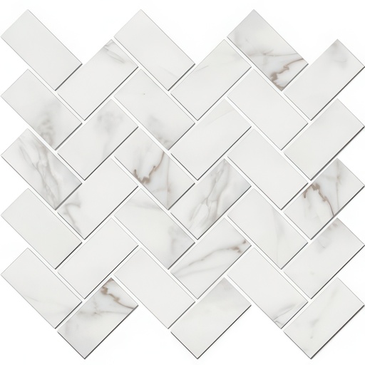 Epic 1.5x3 Herringbone Satin or Polished Marble Look Porcelain Mosaic Tile (Epic: Calacatta, Satin)