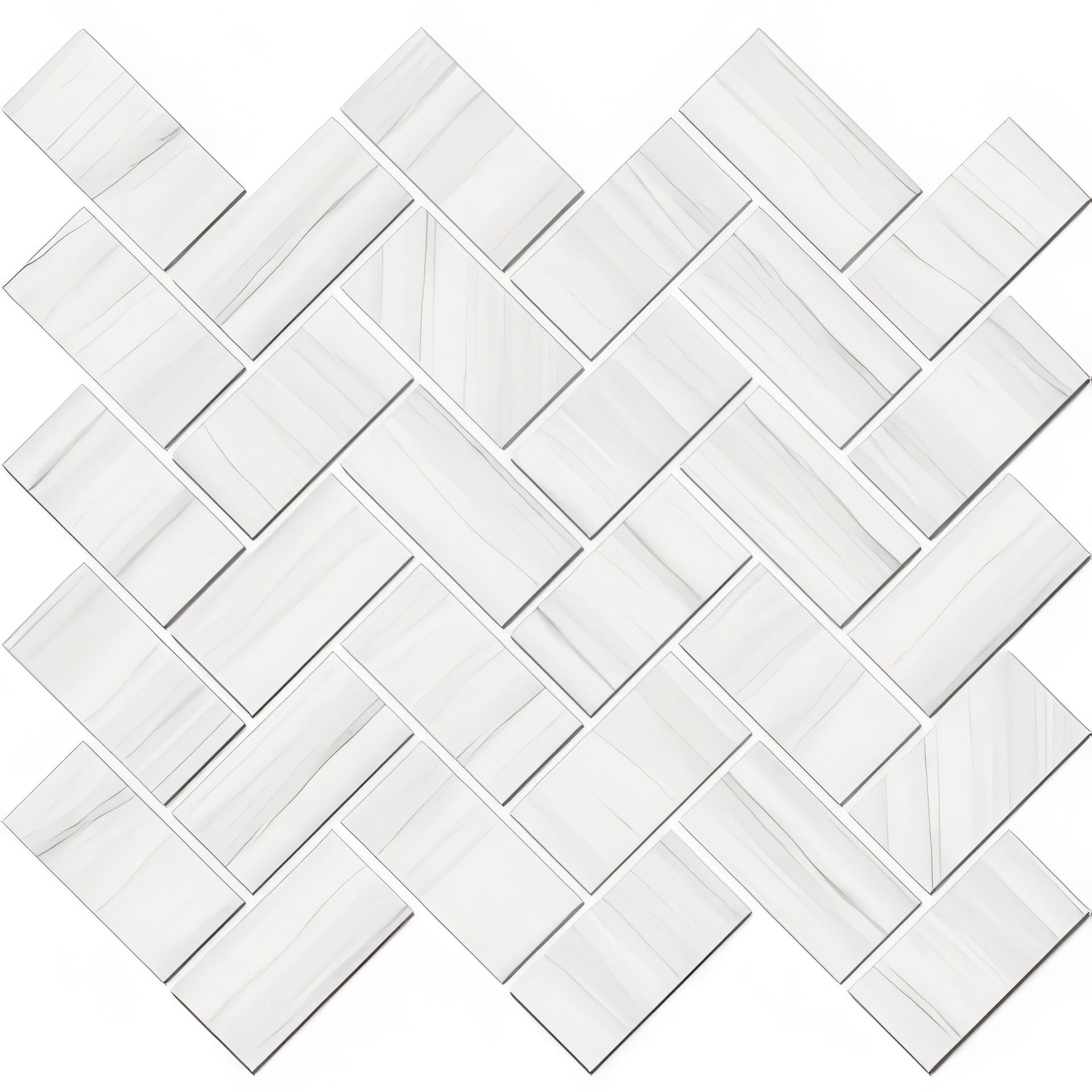 Epic 1.5x3 Herringbone Satin or Polished Marble Look Porcelain Mosaic Tile (Epic: Dolomite, Satin)