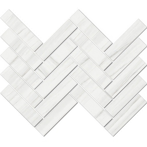 Epic 1.5x6 Herringbone Satin or Polished Marble Look Porcelain Mosaic Tile (Epic: Dolomite, Polished)
