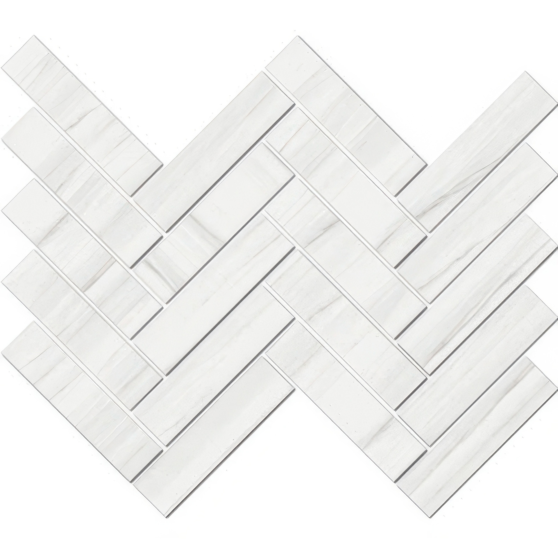 Epic 1.5x6 Herringbone Satin or Polished Marble Look Porcelain Mosaic Tile (Epic: Dolomite, Polished)