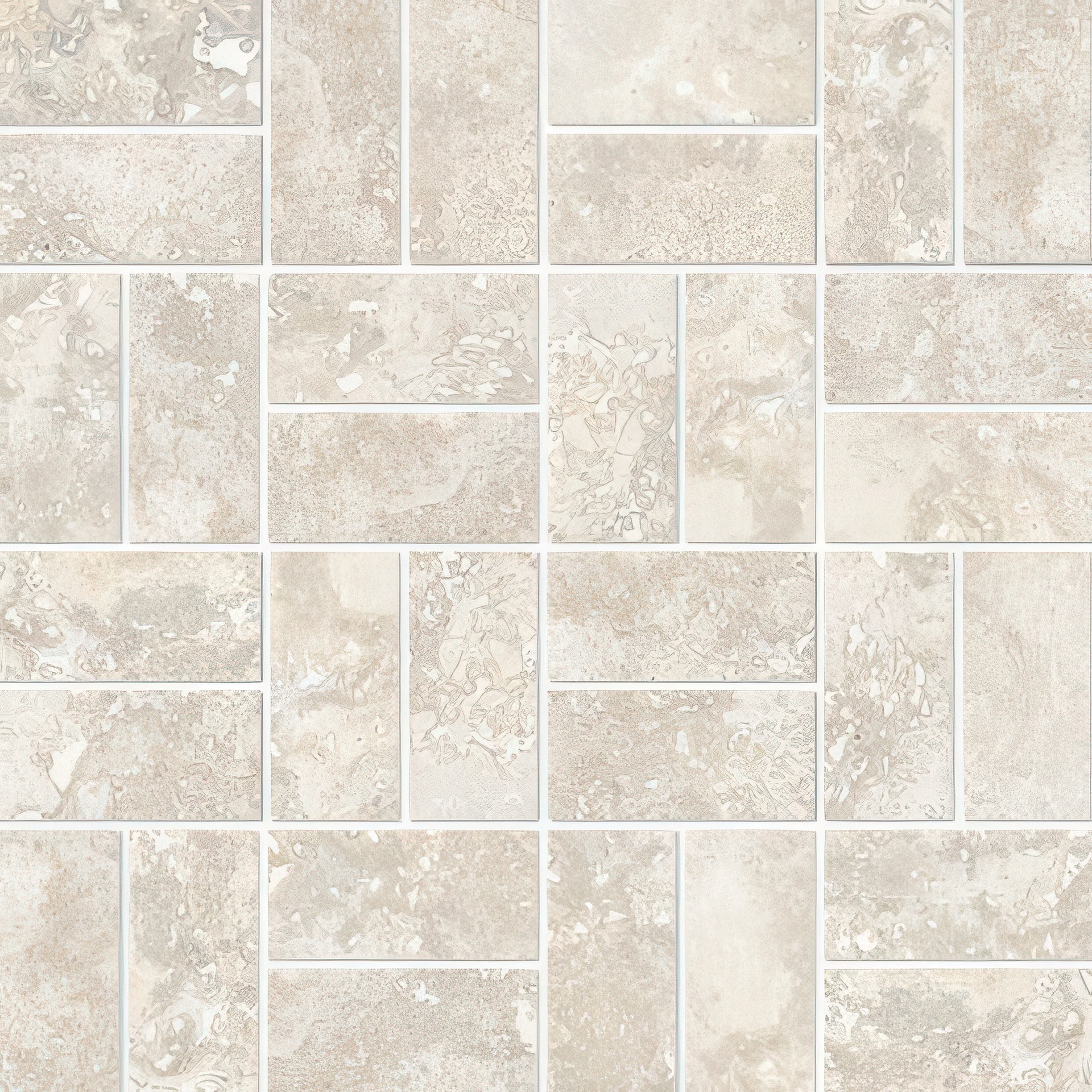 Fantasy 1.5X3 Basketweave Natural or Lappato Finish Travertine Look Porcelain Mosaic Tile (Fantasy: Crema, Lappato)