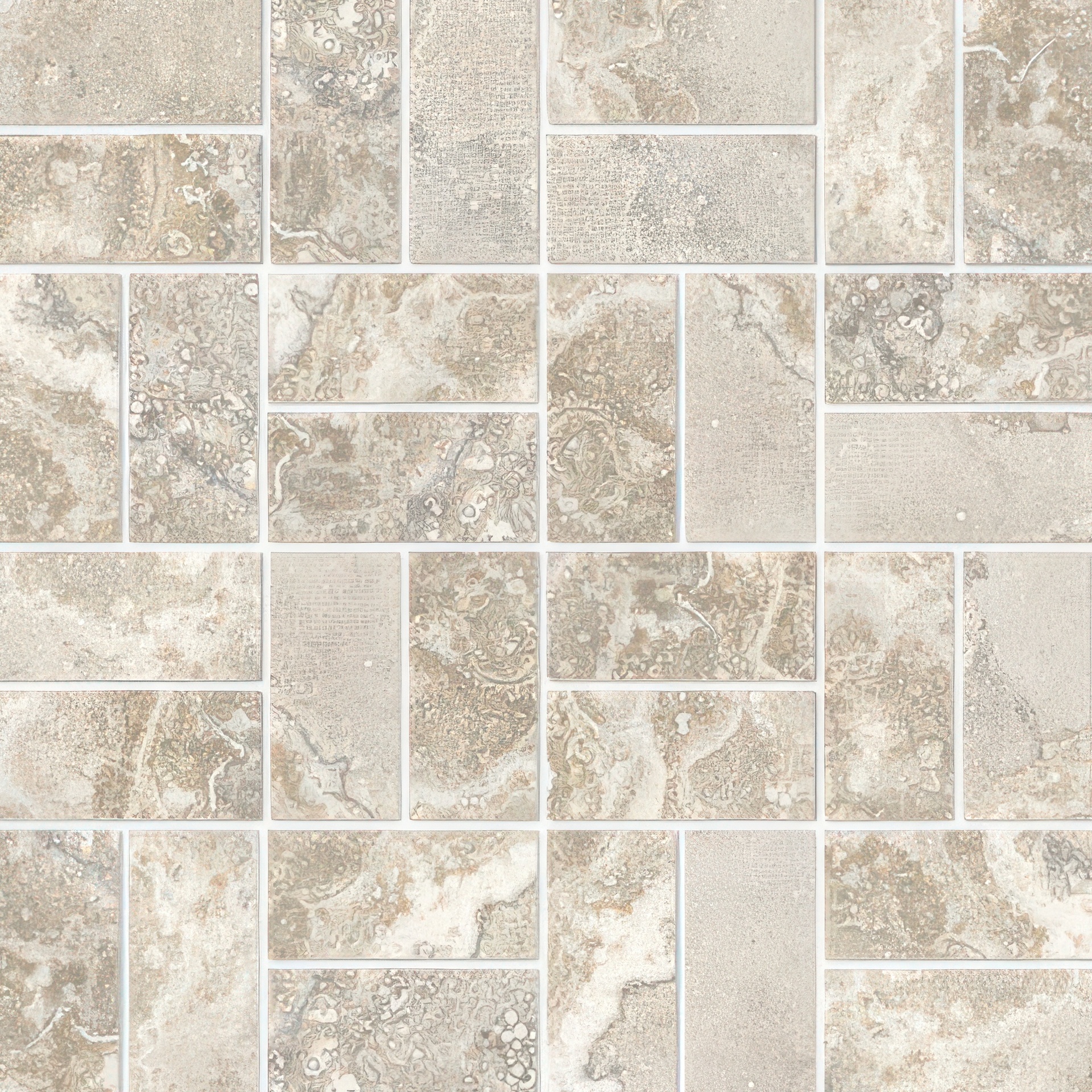 Fantasy 1.5X3 Basketweave Natural or Lappato Finish Travertine Look Porcelain Mosaic Tile (Fantasy: Noce, Natural)