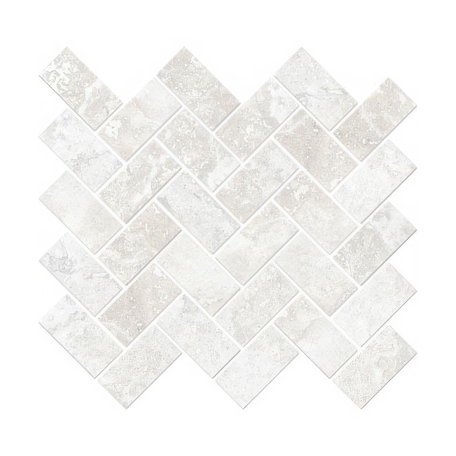 Fantasy 1.5x3 Herringbone Natural or Lappato Finish Travertine Look Porcelain Mosaic Tile (Fantasy: Bianco, Natural)