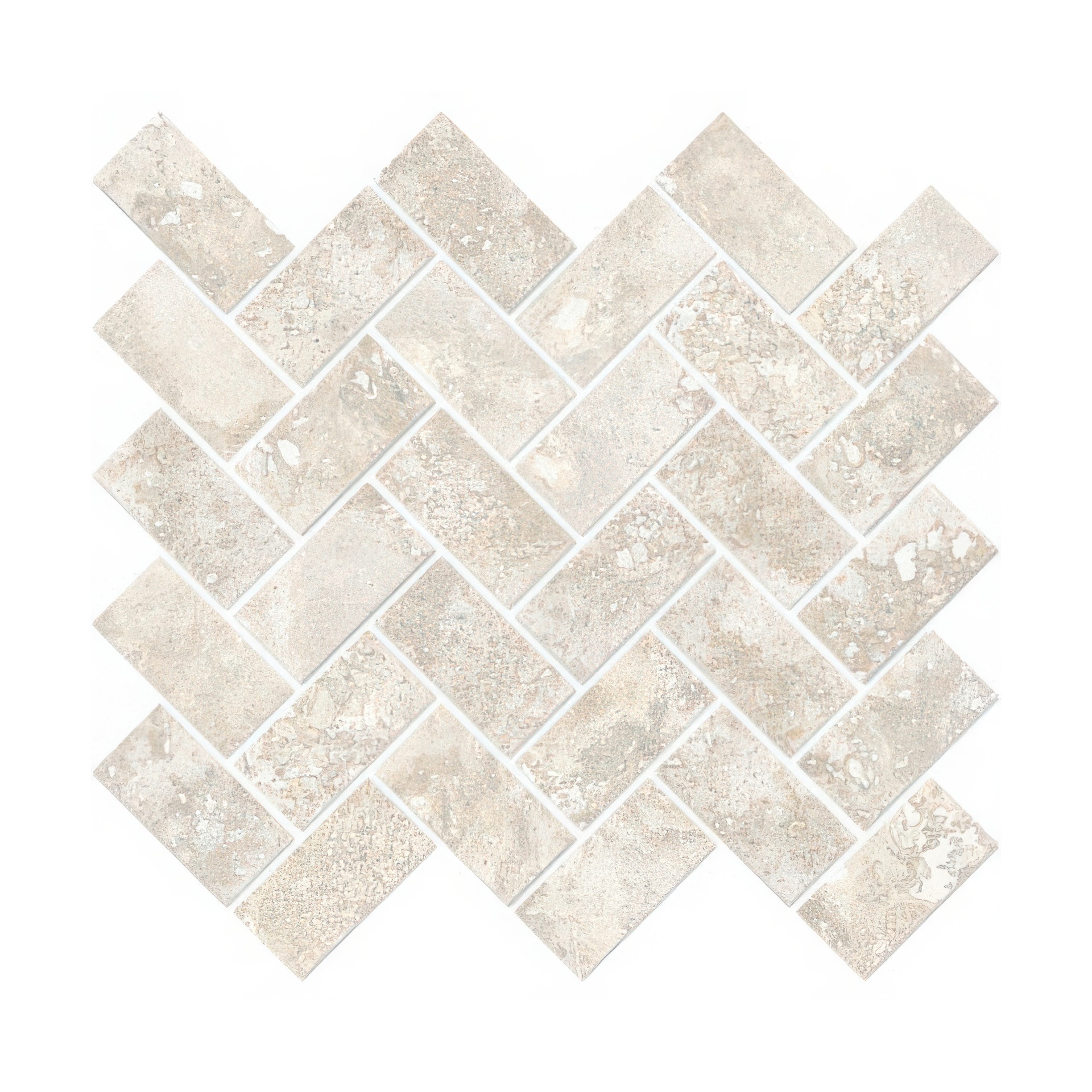 Fantasy 1.5x3 Herringbone Natural or Lappato Finish Travertine Look Porcelain Mosaic Tile (Fantasy: Crema, Natural)