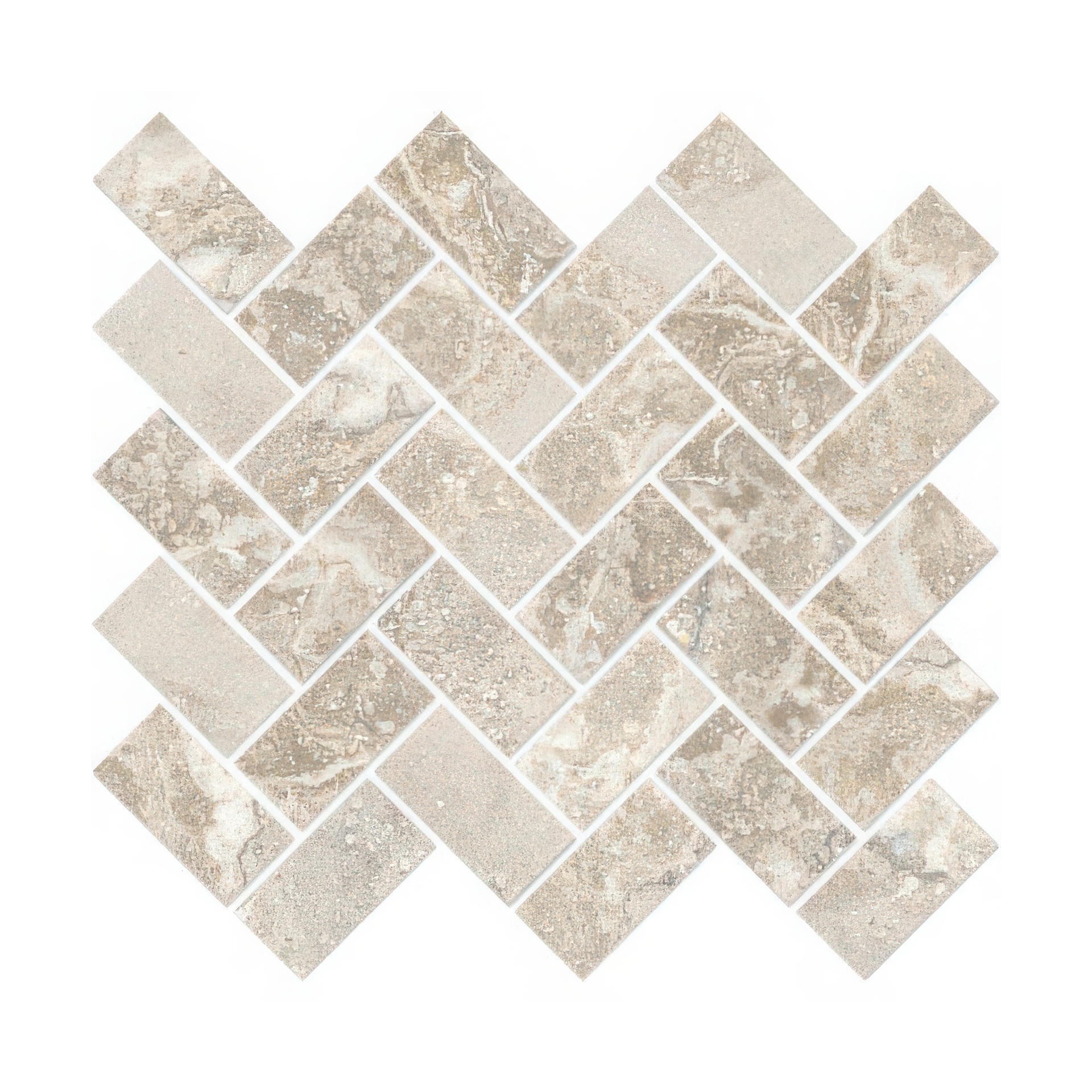 Fantasy 1.5x3 Herringbone Natural or Lappato Finish Travertine Look Porcelain Mosaic Tile (Fantasy: Noce, Natural)
