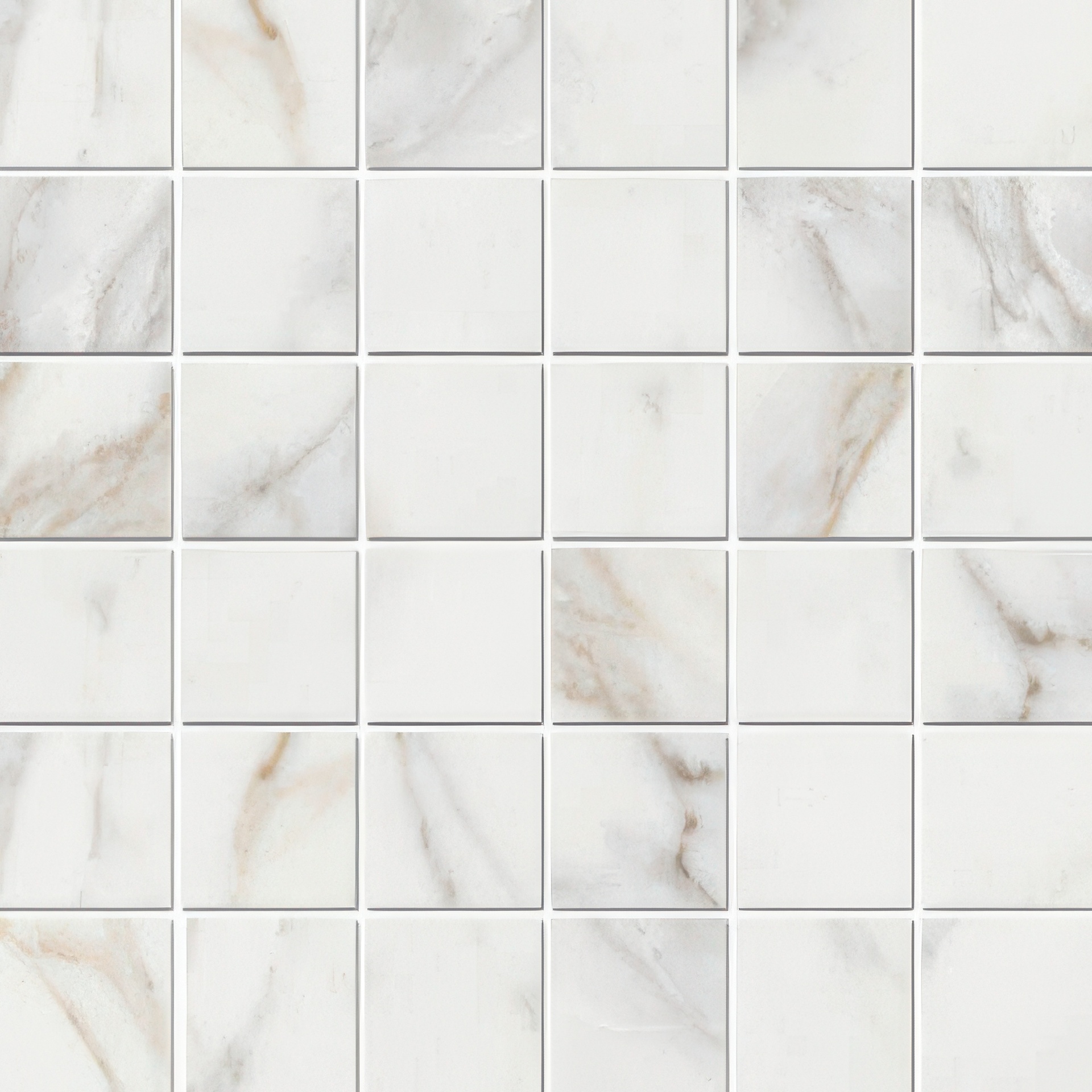 Epic 2x2 Satin or Polished Marble Look Porcelain Mosaic Tile (Epic: Calacatta, Polished)