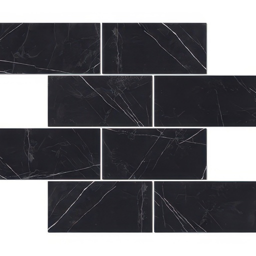 Epic 3x6 Brick Satin or Polished Marble Look Porcelain Mosaic Tile (Epic: Nero Marquina, Satin)