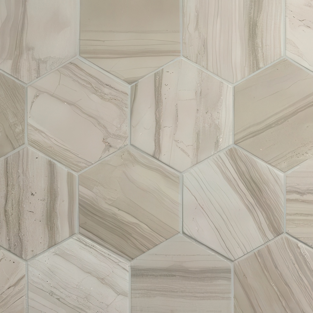 Striation 4.5x4 Hexagon Matte Marble Look Porcelain Tile