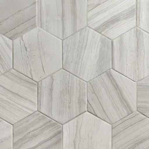 Striation 4.5x4 Hexagon Matte Marble Look Porcelain Tile (Striation: Grey)