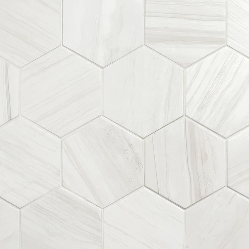 Striation 4.5x4 Hexagon Matte Marble Look Porcelain Tile (Striation: White)