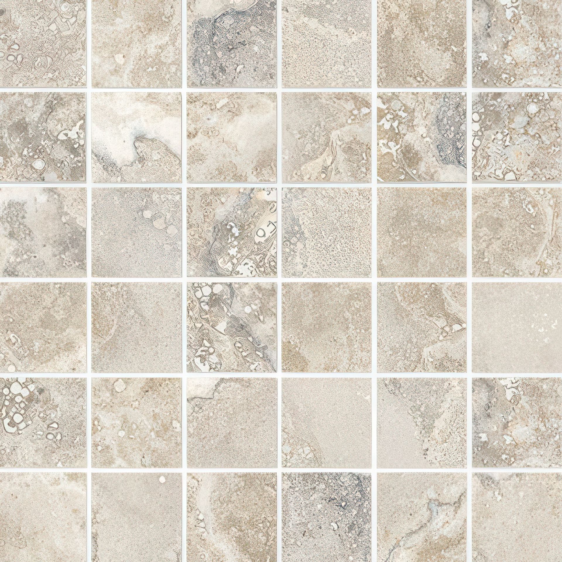 Fantasy 2X2 Natural or Lappato Finish Travertine Look Porcelain Mosaic Tile (Fantasy: Bianco, Natural)