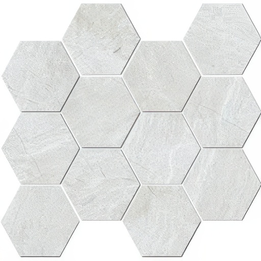 Malta 4in Hexagon Matte Travertine Look Porcelain Mosaic Tile (Malta: Bianco)