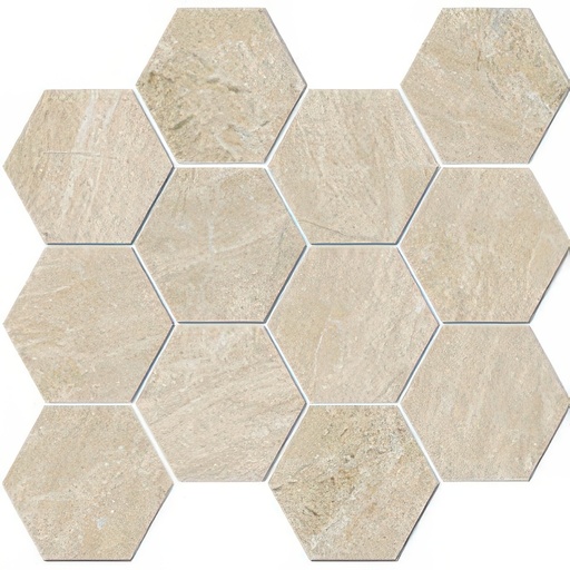 Malta 4in Hexagon Matte Travertine Look Porcelain Mosaic Tile (Malta: Sand)