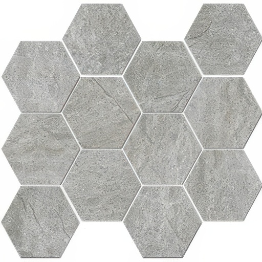 Malta 4in Hexagon Matte Travertine Look Porcelain Mosaic Tile (Malta: Grey)