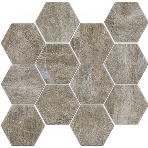 Malta 4in Hexagon Matte Travertine Look Porcelain Mosaic Tile (Malta: Taupe)