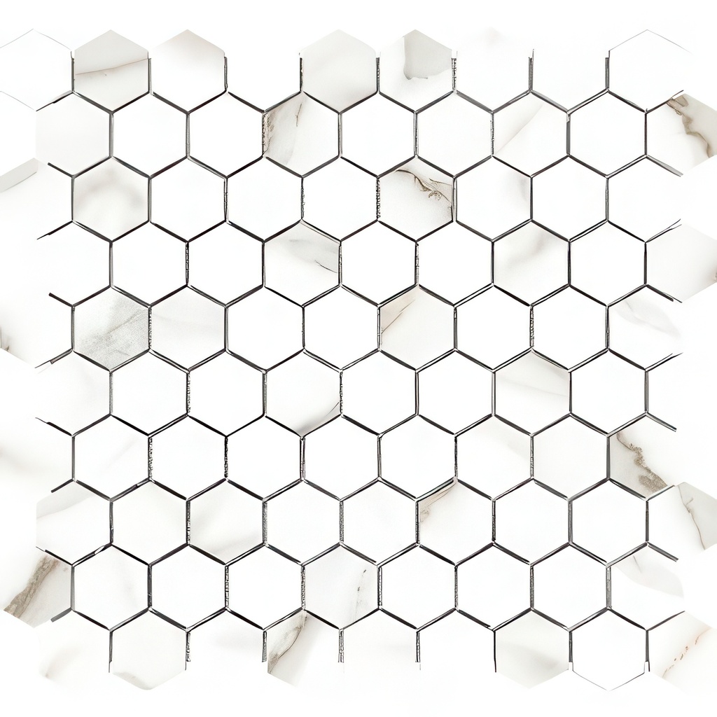 Voyage 1.25 inch Polished Marble Look Porcelain Hex Mosaic Tile