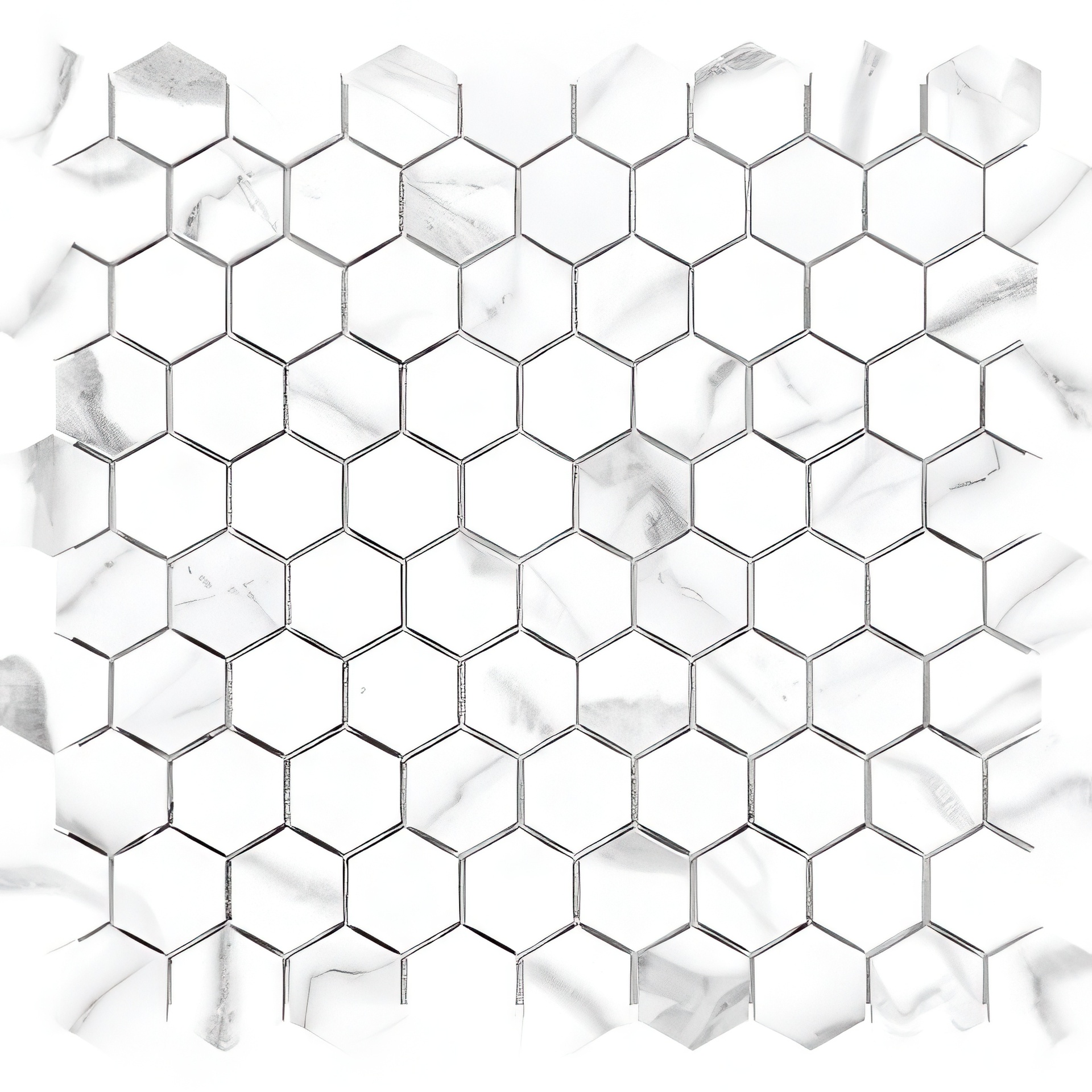 Voyage 1.25 inch Polished Marble Look Porcelain Hex Mosaic Tile (Voyage: Statuario)