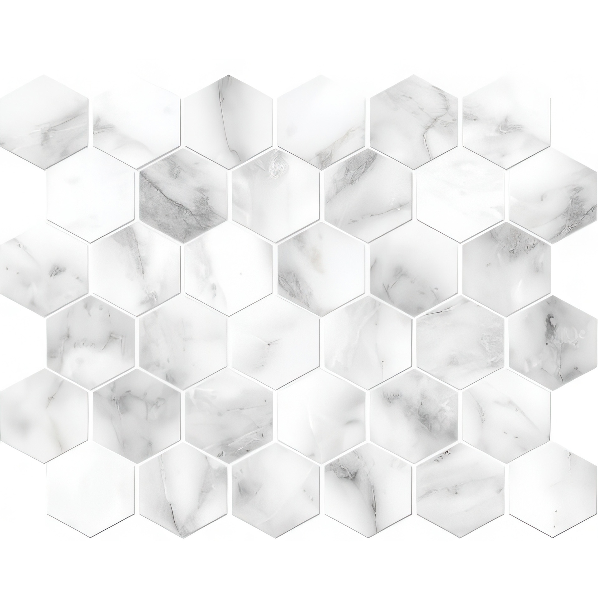 Mozart 2in Hexagon Honed or Polished Marble Look Porcelain Mosaic Tile (Mozart: Arabescato, Polished)