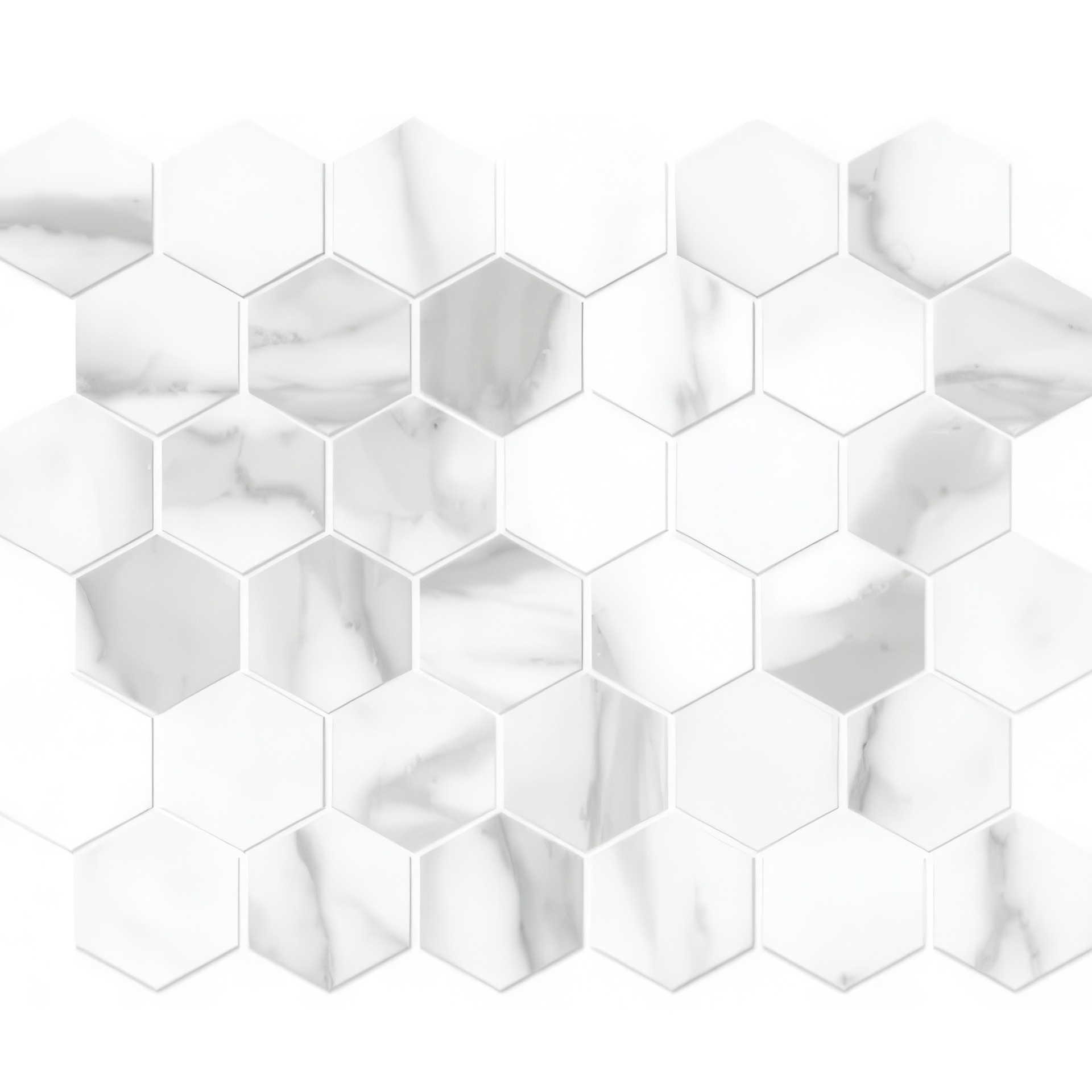 Mozart 2in Hexagon Honed or Polished Marble Look Porcelain Mosaic Tile (Mozart: Satuario Nuovo, Polished)