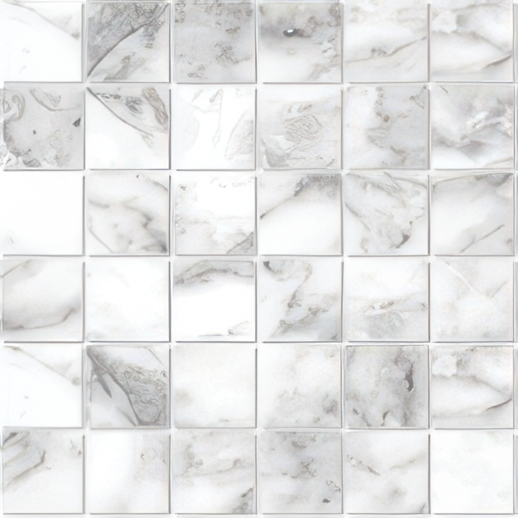 Mozart 2x2 Honed or Polished Marble Look Porcelain Mosaic Tile (Mozart: Arabescato, Polished)