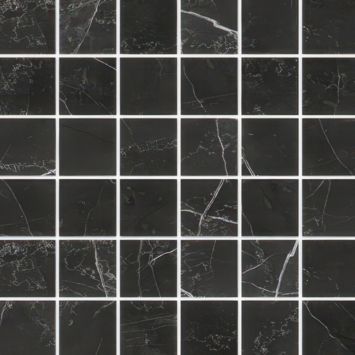 Mozart 2x2 Honed or Polished Marble Look Porcelain Mosaic Tile (Mozart: Nero Venato, Honed)