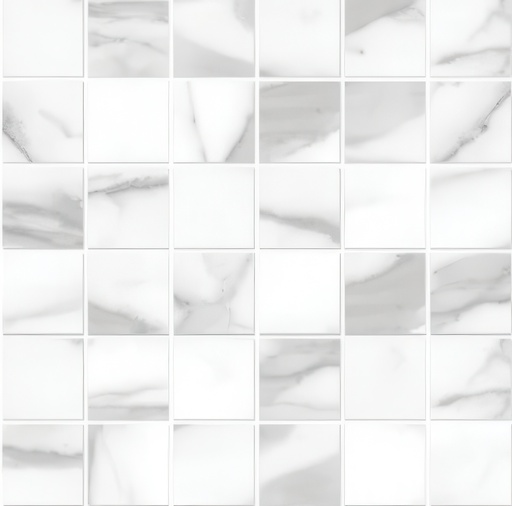 Mozart 2x2 Honed or Polished Marble Look Porcelain Mosaic Tile (Mozart: Satuario Nuovo, Polished)