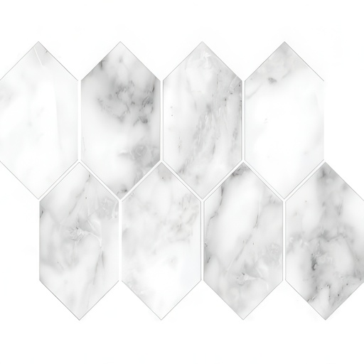Mozart 3X6 Elongated Hexagon Honed or Polished Marble Look Porcelain Tile (Mozart: Arabescato, Honed)