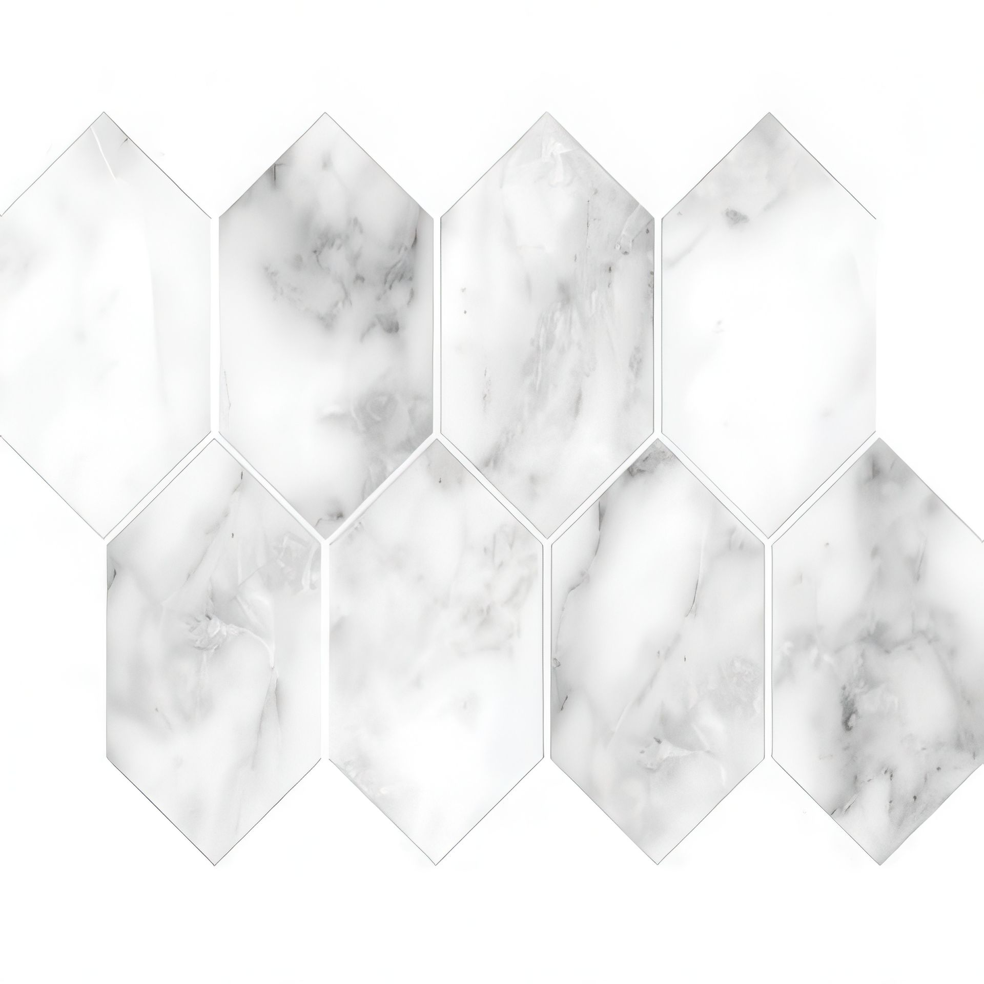 Mozart 3X6 Elongated Hexagon Honed or Polished Marble Look Porcelain Tile (Mozart: Arabescato, Honed)